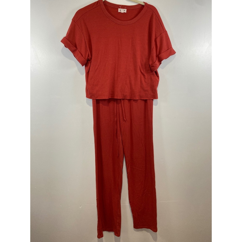 Sugar Lips Lounge Set Ribbed Knit Top M & Pants S Drawstring‎ Waist
